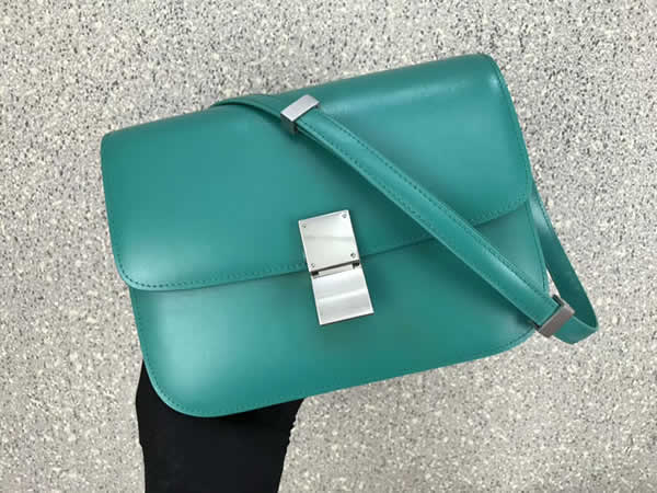 Fake Celine Box Classic Single Shoulder Flip Bag Grass Green Messenger Bag